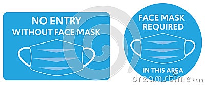 Face mask required sign symbols rules vector Vector Illustration