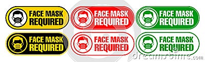 Face mask required signs set Vector Illustration