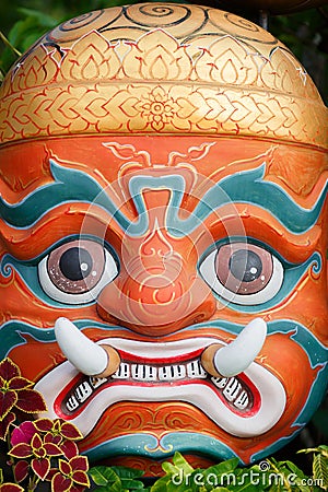 Face mask of Thai god Stock Photo