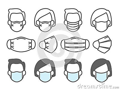 Face mask use Vector Illustration