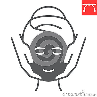 Face massage glyph icon Vector Illustration