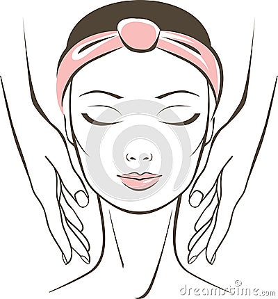 Face massage in spa salon Vector Illustration