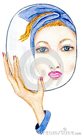 Face in mirror Cartoon Illustration