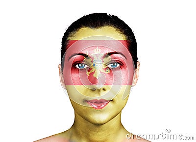 Face with the Montenegro flag Stock Photo