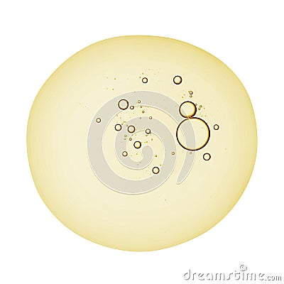 Face oil serum, cosmetic gel swatch. Yellow colored liquid with bubbles texture Stock Photo