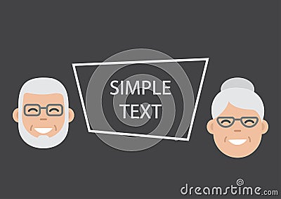 Face old man and woman, grandfather and grandmother. Vector illustration Cartoon Illustration