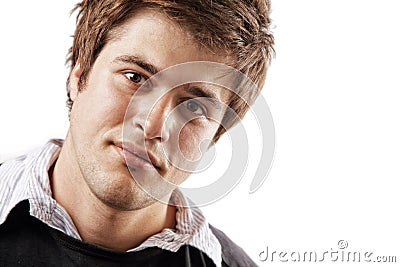 Face of one handsome confident male student Stock Photo