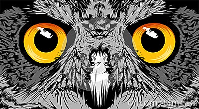 Face owl eye yellow illustration Vector Illustration