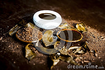 Face pack of neem leaves or Indian iilac on wooden surface. Stock Photo