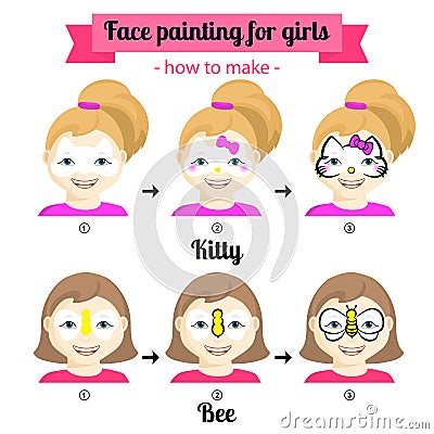 Face painting for girls 1 Cartoon Illustration