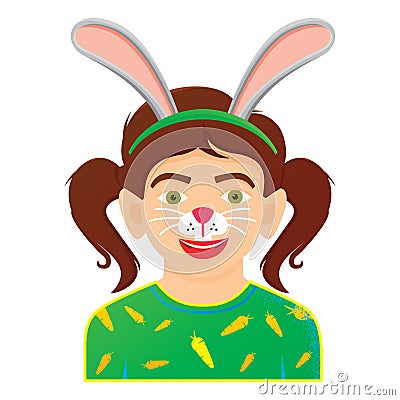 Face Painting Icon with Girl with Rabbit Painting. Isolated on White Background Stock Photo