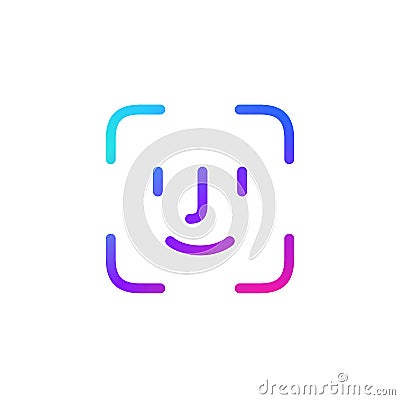 Face password, identification icon. Facial recognition scan. Face Security Vector Illustration