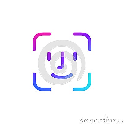 Face password, identification icon. Facial recognition scan. Face Security Vector Illustration