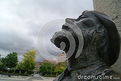 Face of Pilgrim statue of the Camino de Santiago in the city of Leon Spain Editorial Stock Photo