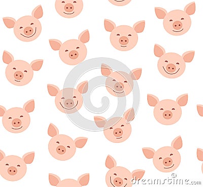 Funny piglets, seamless pattern, white, vector. Vector Illustration