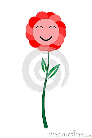 Face of pink tone face flower smiling isolated on white background Vector Illustration