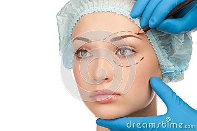 Face before plastic surgery operation Stock Photo