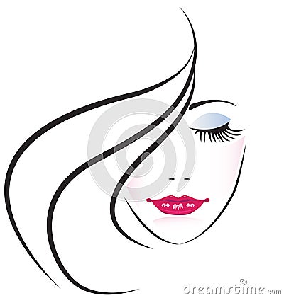 Face of pretty woman logo vector Vector Illustration