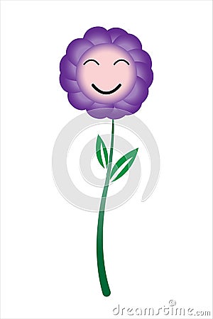 Face of purple tone face flower smiling isolated on white background Vector Illustration