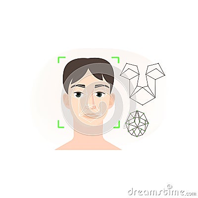 Face recognition analyze system that use line polygonal type Vector Illustration
