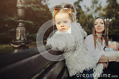 Face recognition in photography using artificial intelligence Editorial Stock Photo