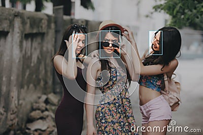 Face recognition in photography using artificial intelligence Editorial Stock Photo