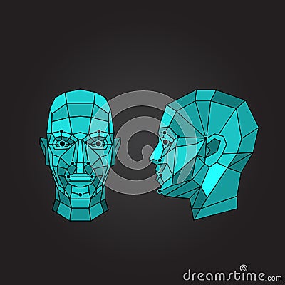 Face recognition and scanning - biometric security system. Vector illustration Vector Illustration