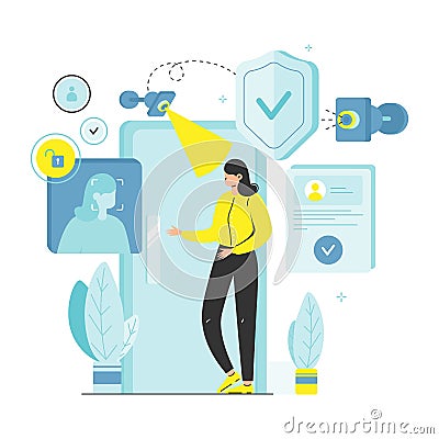 Face recognition touch free security access vector Stock Photo