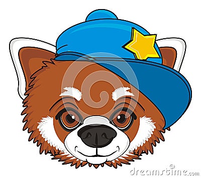 Face of red panda in cap Stock Photo