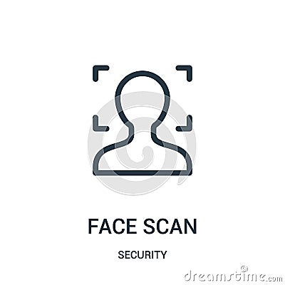 face scan icon vector from security collection. Thin line face scan outline icon vector illustration Vector Illustration