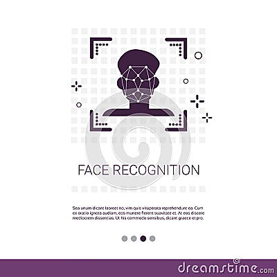 Face Scan System Recognition Biometric Identification Concept Web Banner With Copy Space Vector Illustration