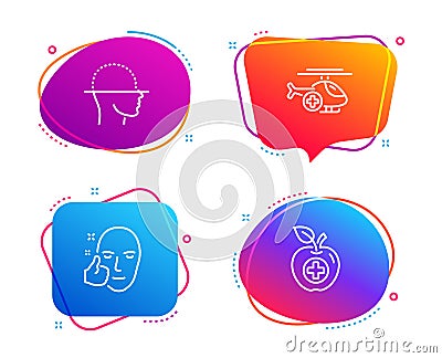 Face scanning, Medical helicopter and Healthy face icons set. Medical food sign. Vector Vector Illustration