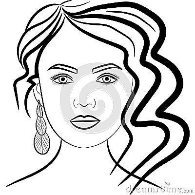 Face shape, graphic illustration makeup courses. Vector Illustration