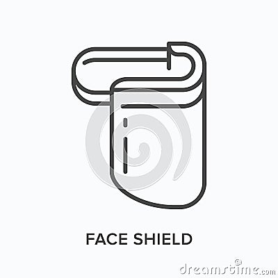 Face shield flat line icon. Vector outline illustration of coronavirus PPE. Medical safety wear thin linear pictogram Vector Illustration