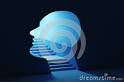 Face silhoette in split personality concept - 3d rendering Stock Photo