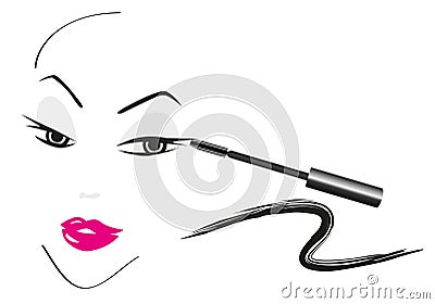 Face Sketch with Make Up Vector Illustration