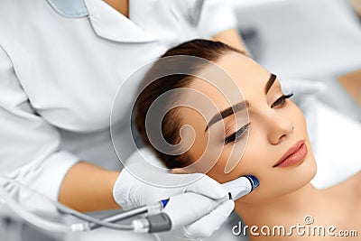 Face Skin Care. Facial Hydro Microdermabrasion Peeling Treatment Stock Photo