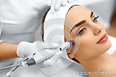 Face Skin Care. Facial Hydro Microdermabrasion Peeling Treatment Stock Photo