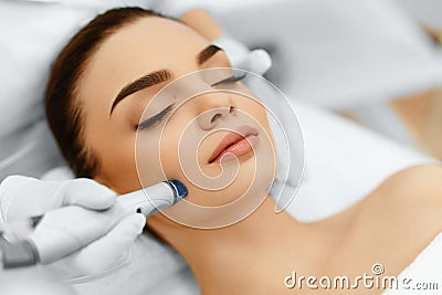 Face Skin Care. Facial Hydro Microdermabrasion Peeling Treatment Stock Photo