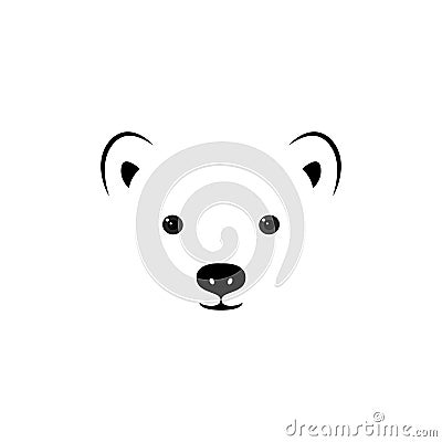 The face of a small polar bear. Vector Illustration