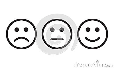 Face smile icon positive, negative neutral opinion vector signs Vector Illustration