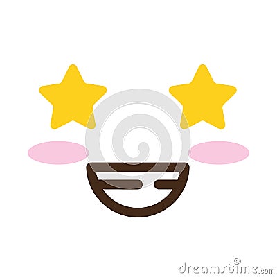 Face with stars eyes kawaii comic character Vector Illustration