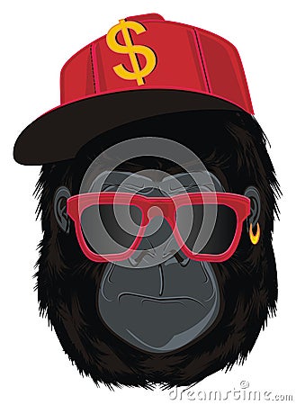 Face of stylish black gorilla Stock Photo