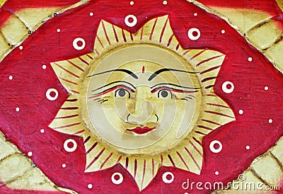 Face the sun, woodcut Stock Photo