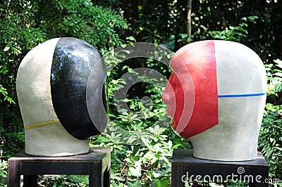 Jun Kaneko Face to Face Ceramic Art Exhibit at the Dixon Gallery and Gardens in Memphis, Tennessee Editorial Stock Photo