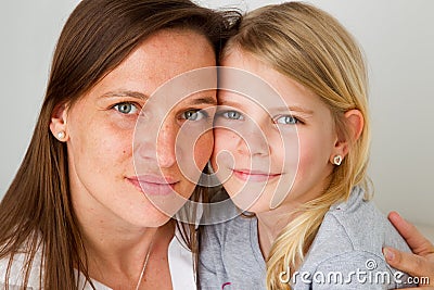 face to face with mother Stock Photo