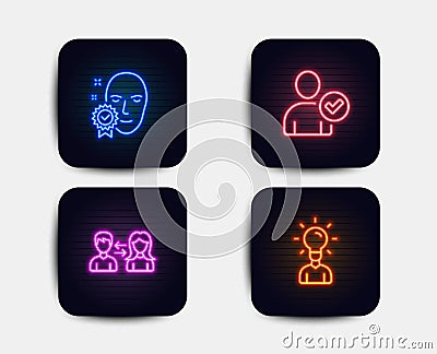 Face verified, Identity confirmed and People communication icons. Education sign. Vector Vector Illustration