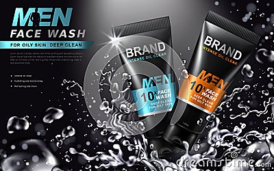 Face wash for men ad Vector Illustration