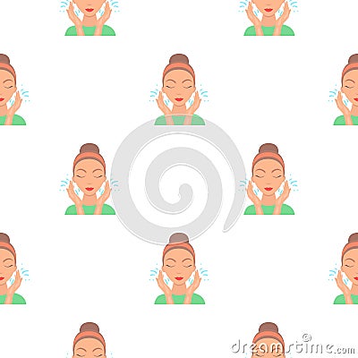 Face washing icon in cartoon style isolated on white background. Skin care pattern stock vector illustration. Vector Illustration