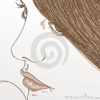 Face of woman in foreground Stock Photo